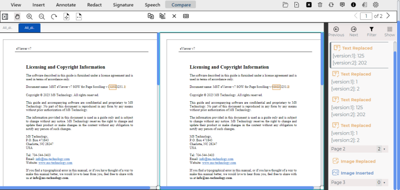 Document Comparison Software | eViewer | MS Technology