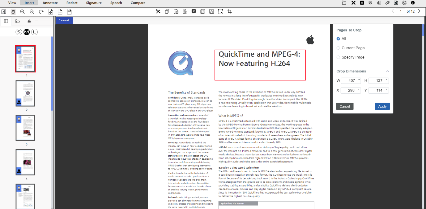 available crop page options