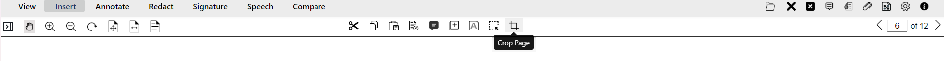 crop page tool in the Insert tab