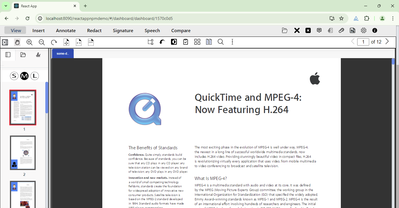 eViewer react app sample.