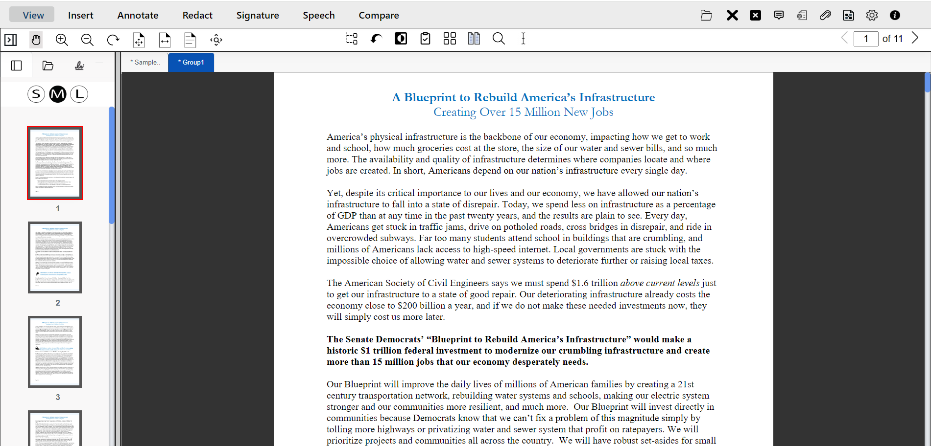 new split document contains all the pages starting from page 2 to the end of the document