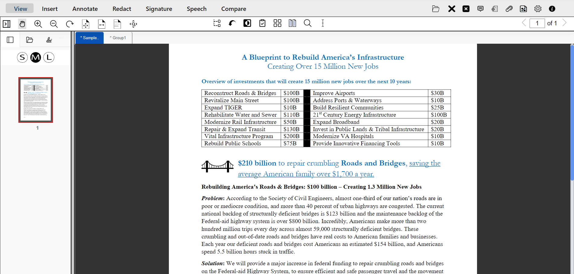 original document contains one page after being split