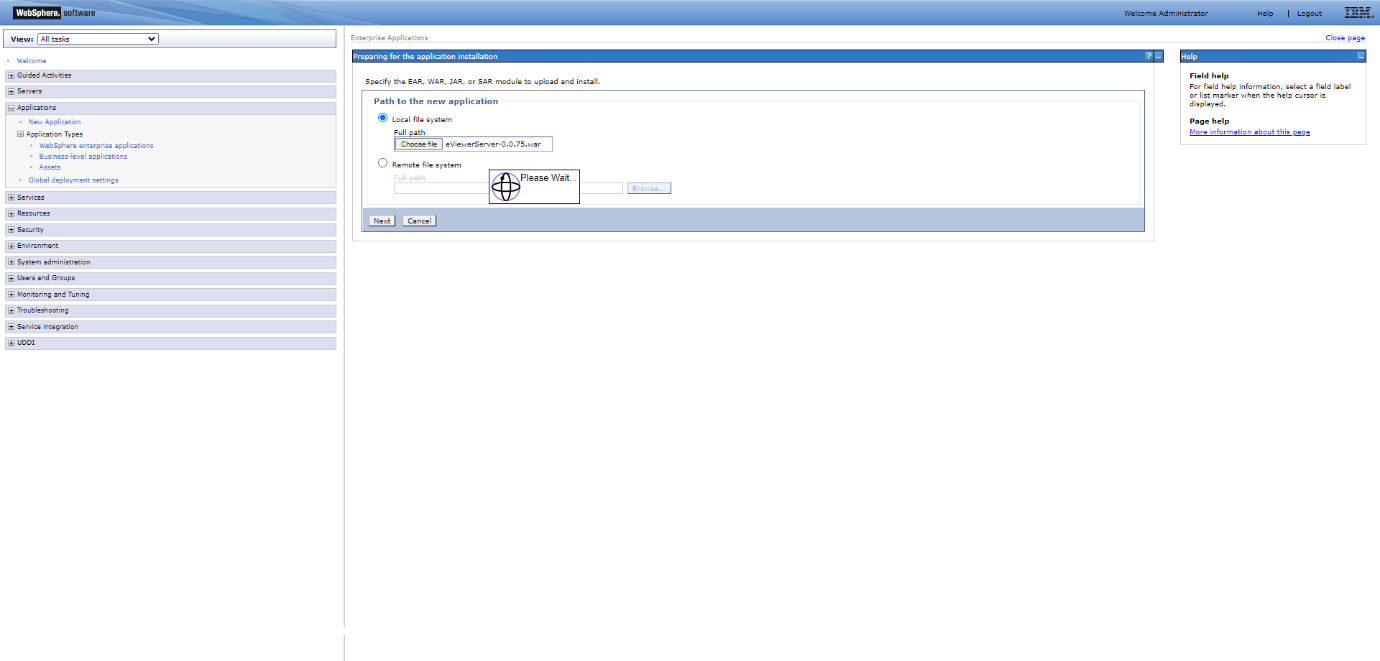 Click Next and wait for the application to be loaded