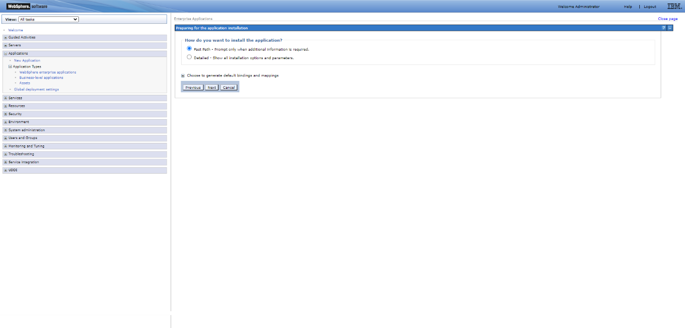 Click Next to continue using the Fast Path option
