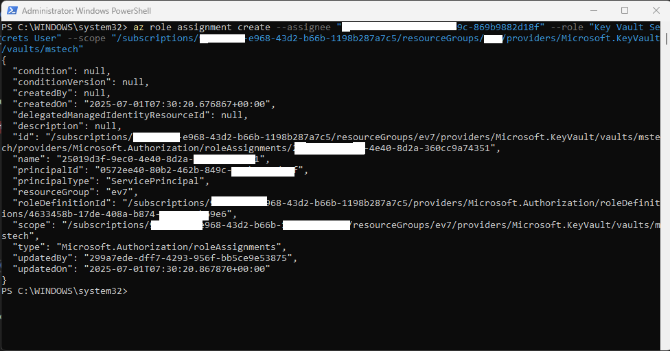 Grant access to Key Vault Secret