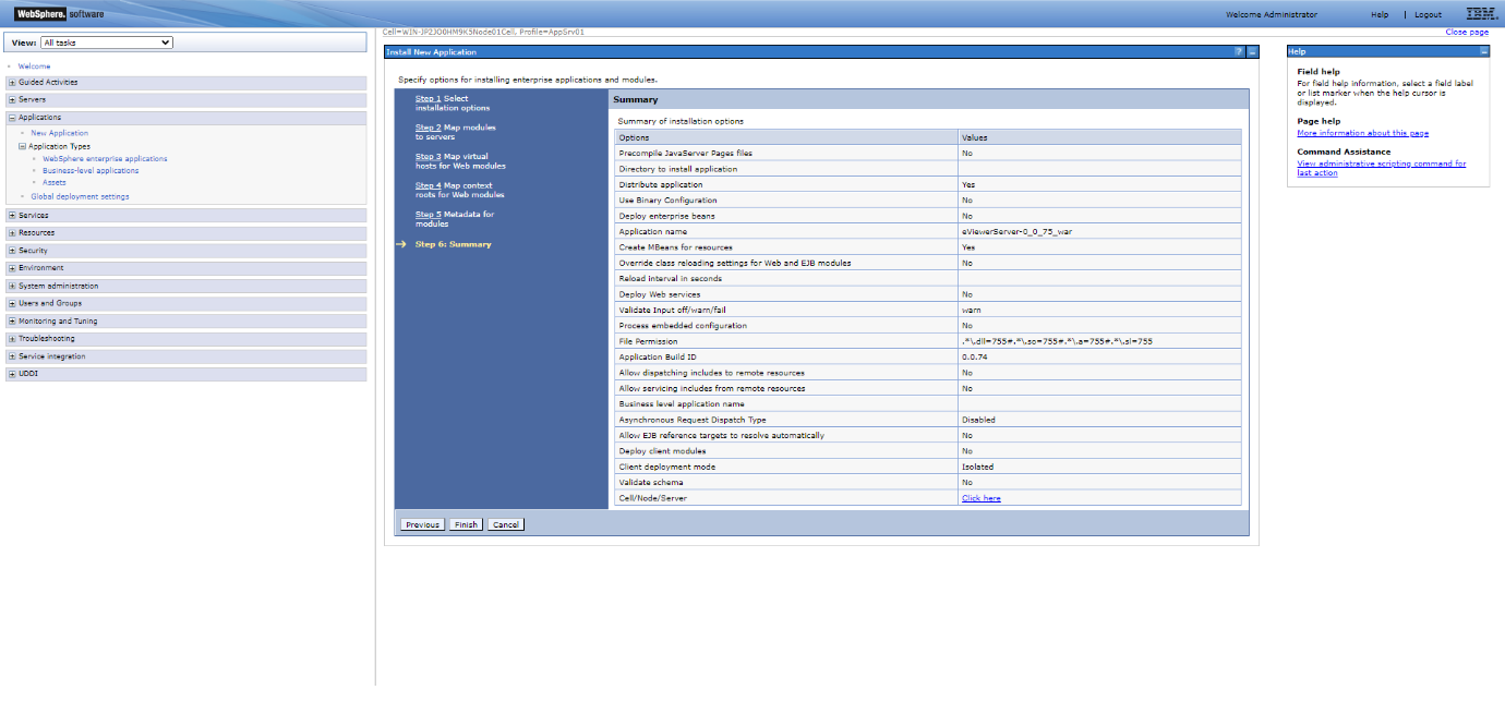 Review Summary then click Finish and wait for the application to install