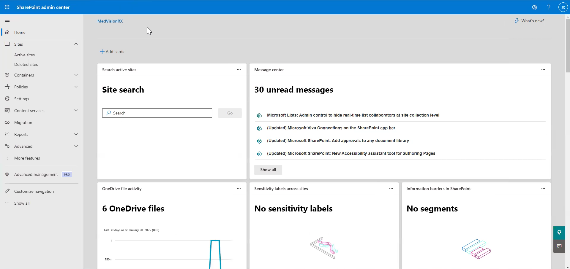 SharePoint admin center