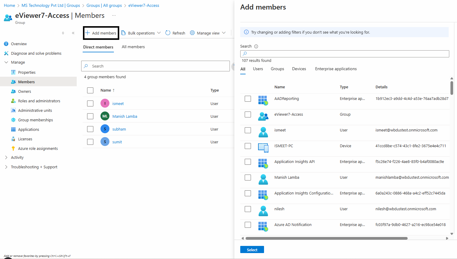 add members to the group