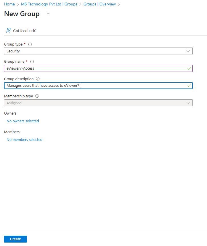 enter group type and group name