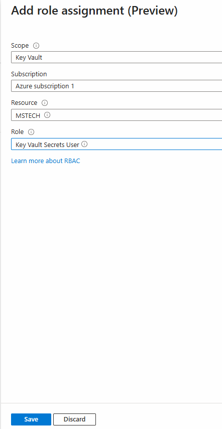 enter values to add role assignment