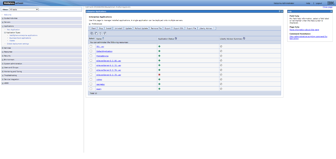 find installed WAR file in the list