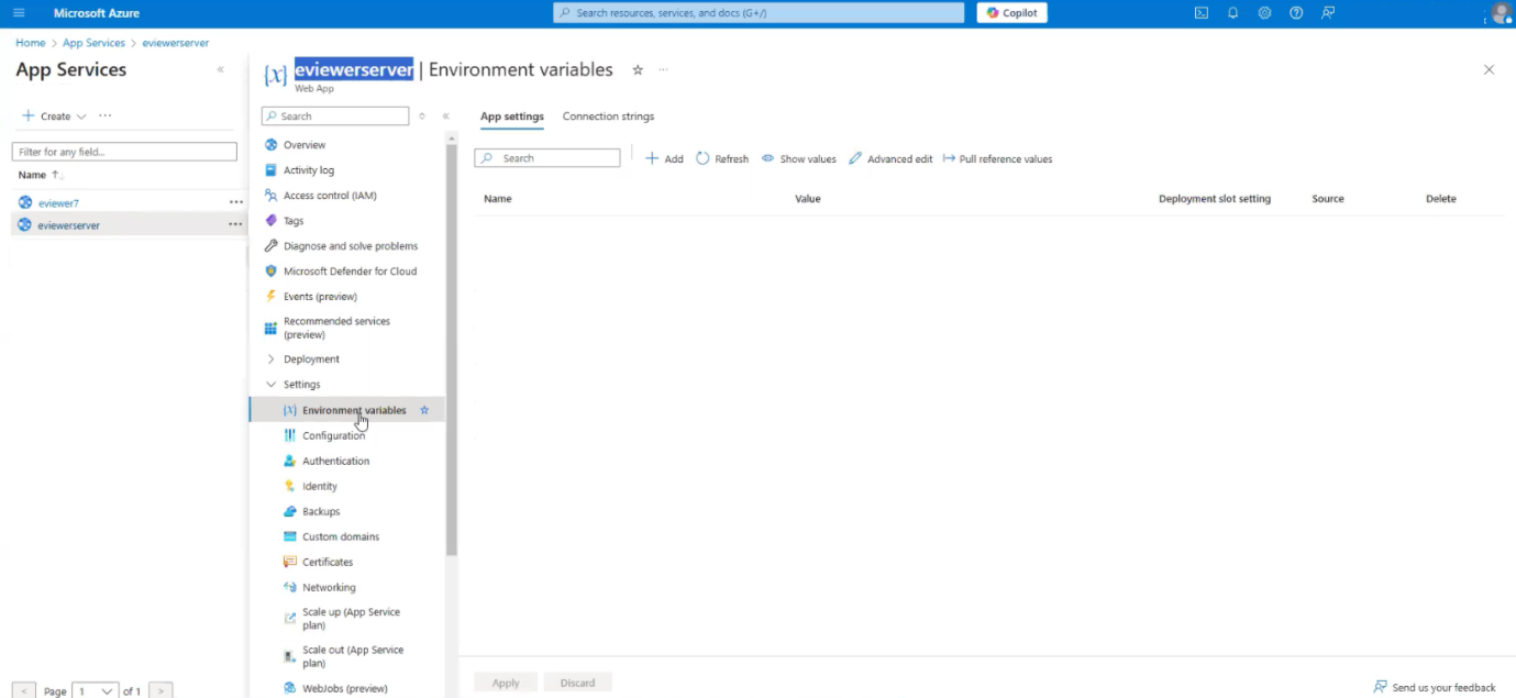 navigate to Settings then Environment variables and add environment variables