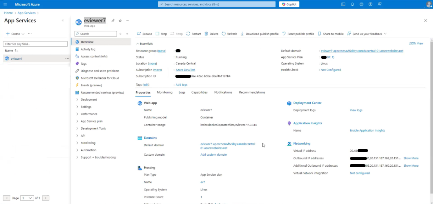 verify the URL in the Default domain field